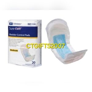20 Pk COVIDIEN SURE CARE BLADDER CONTROL INCONTINENCE PADS MODERATE ABSORBENCY.